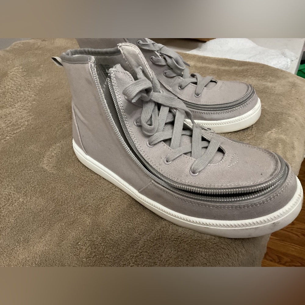 Kids' Gray High-Top Sneakers with Side Zipper